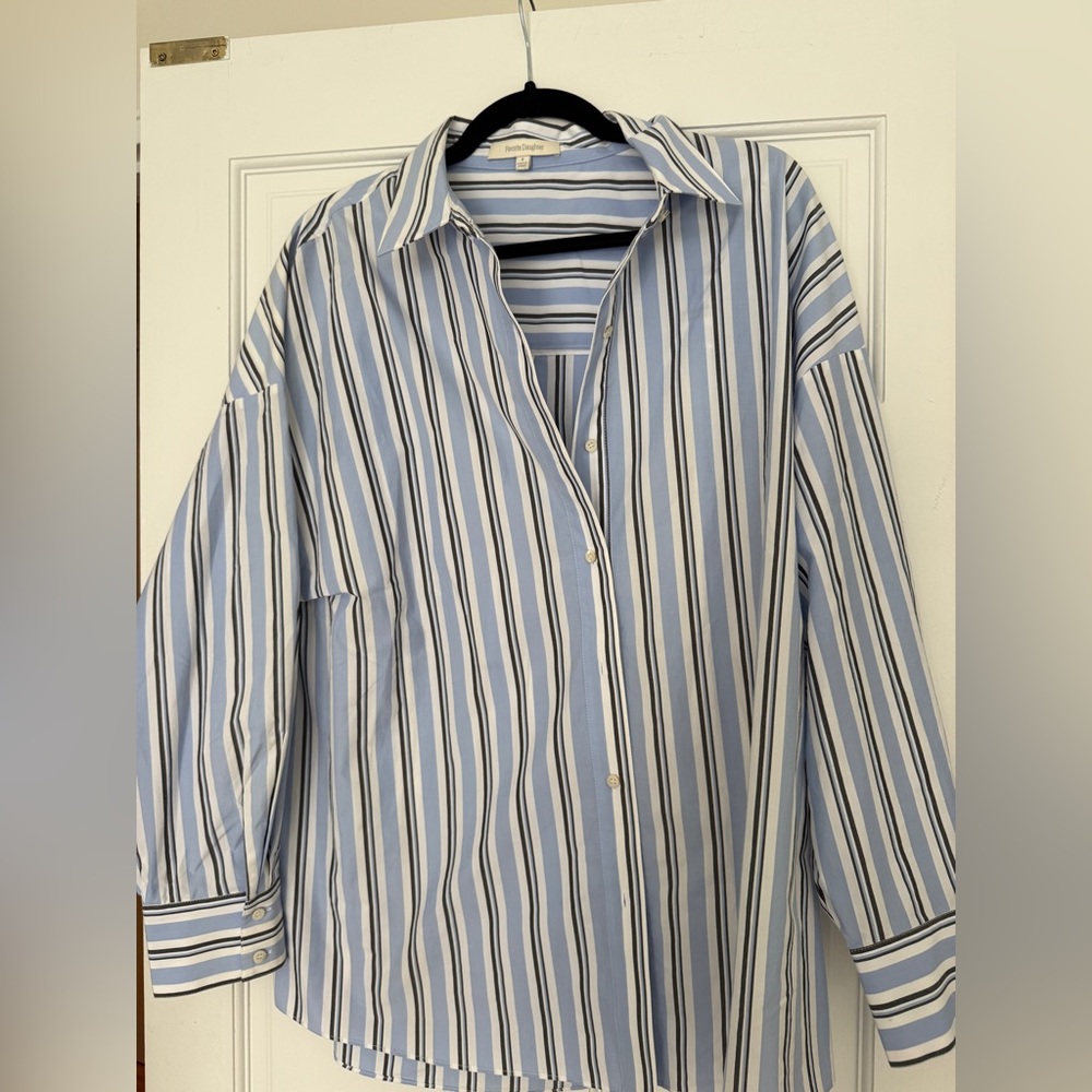 Favorite Daughter Blue and White Casual Button Down Shirt